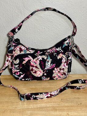 Vera Bradley Frannie Crescent Crossbody in Botanical Paisley NWT